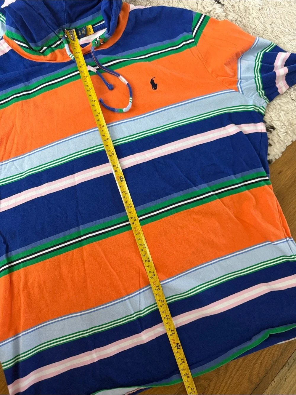 Polo by Ralph Lauren Orange & Blue Striped Long Sleeve Hoodie Shirt